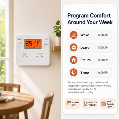 Miuputake Powerful Heat Pump Thermostat Adjustable Thermostat 5-10A Amp 24v Or Batteries Power Source