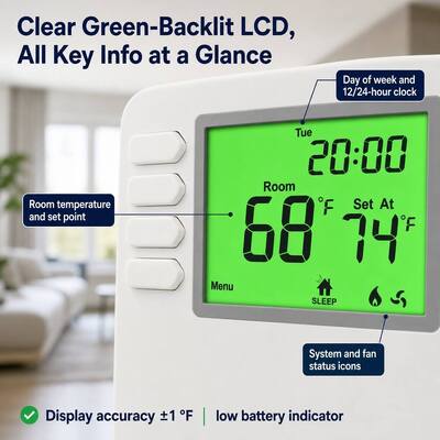 24V Temperature Ranges 32°F to 99°F Heat Pump Non-programmable Temperature Controller Wall Or Junction Box Mounting Options For Industrial Heating