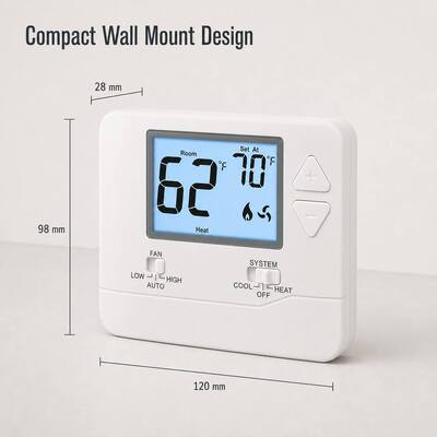 STN731RF LCD Display PTAC Wireless 915MHZ Non-programmable Thermostat 2H 1C Heat Pump without Auxiliary or Emergency Heat for HVAC Systems