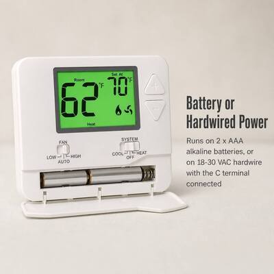 LCD Display Wireless Room PTAC Air Conditioning RF Thermostat 24V Battery Operated Non-programmable