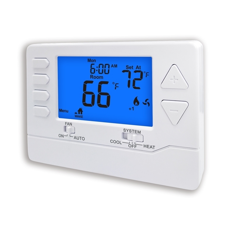 HEAT/OFF/COOL 2 Heat 2 Cool Programmable Room Air Conditioning Thermostat 2*AA Alkaline Batteries Or 18-30 VAC NEC Class II Power Supply