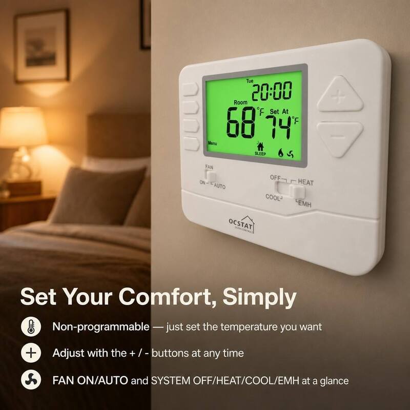 24V Temperature Ranges 32°F to 99°F Heat Pump Non-programmable Temperature Controller Wall Or Junction Box Mounting Options For Industrial Heating