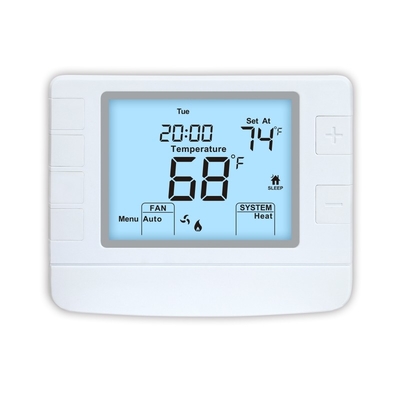 یک مرحله برنامه نویسی 2 گرمایش و 1 خنک سازی 24V صفحه نمایش LCD اتاق دیجیتال ترموستات سیستم تهویه مطبوع