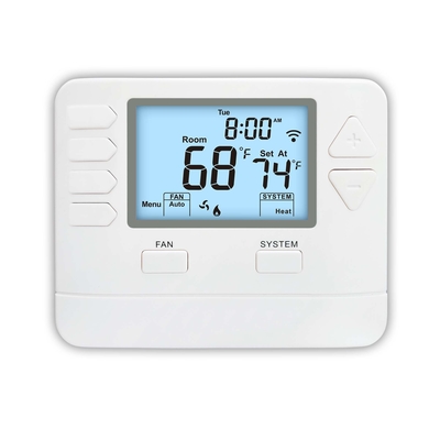 ترموستات HVAC با حالت کنترل دقیق برای گرمایش و سرمایش دقت نمایش ±1℉ زیر 68℉ منبع تغذیه 24VAC یا باتری