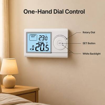 Riseem 230V اتاق سیم کشی HVAC ترموستات غیر قابل برنامه ریزی خانه با سطح حفاظت IP20