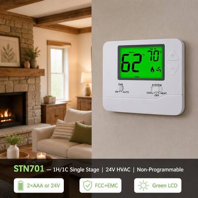 گرمایش و خنک سازی خانه دیجیتال غیر قابل برنامه ریزی 24 ولت ترموستات HVAC ترمینال نامگذاری C مناسب برای برنامه های کاربردی معمولی نوع سیستم های گرمایش و خنک سازی