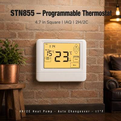STN855 پمپ گرما 7 روز قابل برنامه ریزی 7 روز 2 گرما 2 خنک ترموستات دیواری برای کنترل HVAC
