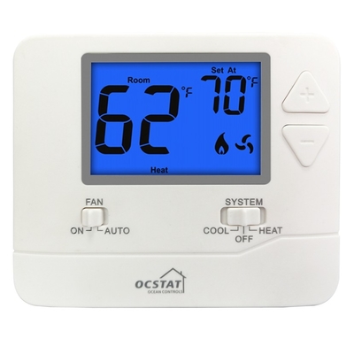 Riseem HVAC دیجیتال غیر قابل برنامه ریزی خانه ترموستات آبی Backlight صفحه نمایش ال سی دی