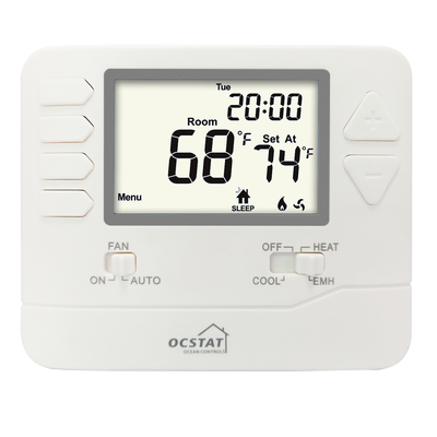 Riseem White Backlight Digital HVAC ترموستات غیر قابل برنامه ریزی برای خانه / ترموستات پمپ گرما الکترونیکی
