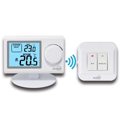 Riseem ABS Shell غیر قابل برنامه ریزی گرمایش و خنک سازی ترموستات اتاق RF برای سیستم HVAC / دیگ های گاز دقت ± 0.5 °C