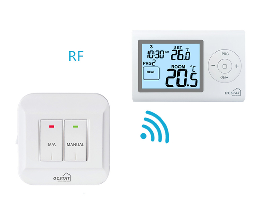 رزیم ABS OEM ODM Blue LCD Screen RF Digital Home Thermostat گرمایش و خنک سازی
