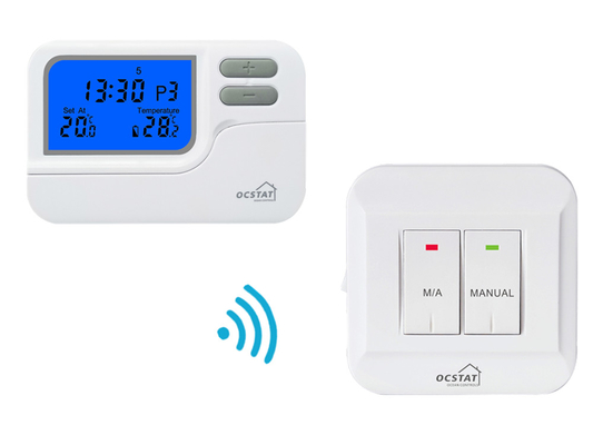 ريزم سفيد ABS 868Mhz RF اتاق بي سيم قابل برنامه ريزي ترموستات دیجیتال گرمایش و خنک سازی OEM