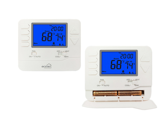 Riseem هفتگی قابل برنامه ریزی 0.5 °C دقت سیستم HVAC پمپ گرما ترموستات 24V