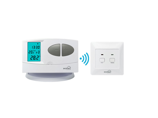 Riseem بدون سیم فشار دکمه صفحه نمایش LCD کنترل تهویه مطبوع گرمایش hvac RF 7 روز ترموستات قابل برنامه ریزی برای دیگ گاز