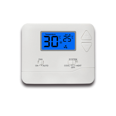 ريزم رنگ سفید صفحه نمایش LCD اتاق دیجیتال ترموستات غیر قابل برنامه ریزی برای سیستم های HVAC