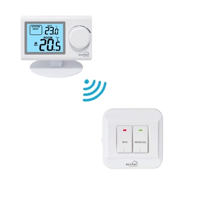 Riseem 230V RF باتری NTC Sensor غیر قابل برنامه ریزی ترموستات اتاق بی سیم